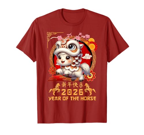 Jahr des Pferdes 2026 Chinesisches Mondneujahr 2026 Jungen Kinder T-Shirt Jahr des Pferdes 2026 Chinesisches Mondneujahr 2026 Jungen Kinder T-Shirt von Year Of The Horse 2026 Chinese Lunar New Year Tee
