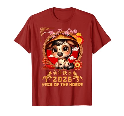 Jahr des Pferdes 2026 Chinesisches Mondneujahr 2026 Jungen Kinder T-Shirt von Year Of The Horse 2026 Chinese Lunar New Year Tee