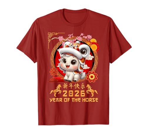 Jahr des Pferdes 2026 Chinesisches Mondneujahr 2026 Jungen Kinder T-Shirt von Year Of The Horse 2026 Chinese Lunar New Year Tee