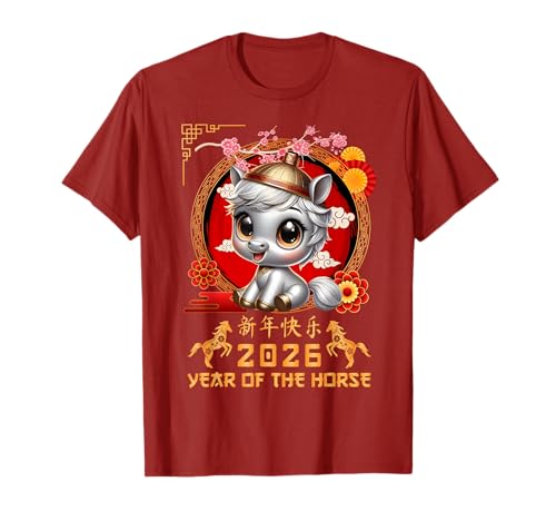 Jahr des Pferdes 2026 Chinesisches Mondneujahr 2026 Jungen Kinder T-Shirt von Year Of The Horse 2026 Chinese Lunar New Year Tee