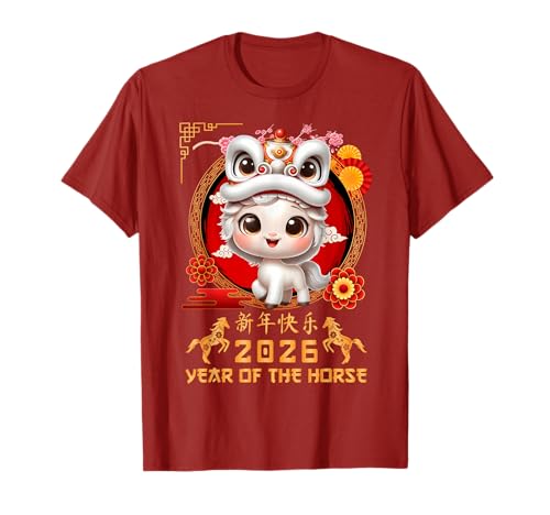 Jahr des Pferdes 2026 Chinesisches Mondneujahr 2026 Jungen Kinder T-Shirt von Year Of The Horse 2026 Chinese Lunar New Year Tee