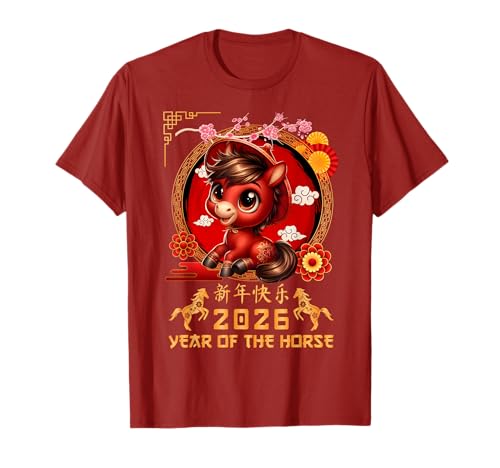 Jahr des Pferdes 2026 Chinesisches Mondneujahr 2026 Jungen Kinder T-Shirt von Year Of The Horse 2026 Chinese Lunar New Year Tee