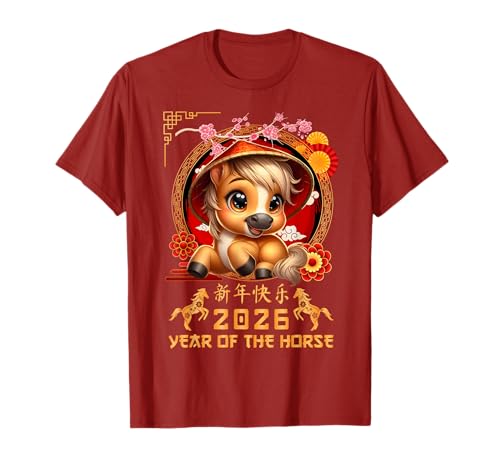 Jahr des Pferdes 2026 Chinesisches Mondneujahr 2026 Jungen Kinder T-Shirt von Year Of The Horse 2026 Chinese Lunar New Year Tee