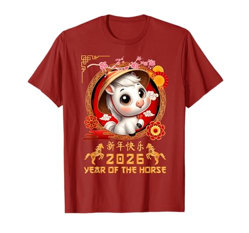 Jahr des Pferdes 2026 Chinesisches Mondneujahr 2026 Jungen Kinder T-Shirt von Year Of The Horse 2026 Chinese Lunar New Year Tee