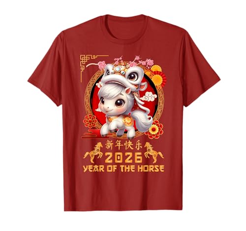 Jahr des Pferdes 2026 Chinesisches Mondneujahr 2026 Jungen Kinder T-Shirt Jahr des Pferdes 2026 Chinesisches Mondneujahr 2026 Jungen Kinder T-Shirt von Year Of The Horse 2026 Chinese Lunar New Year Tee