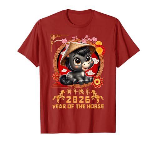 Jahr des Pferdes 2026 Chinesisches Mondneujahr 2026 Jungen Kinder T-Shirt von Year Of The Horse 2026 Chinese Lunar New Year Tee