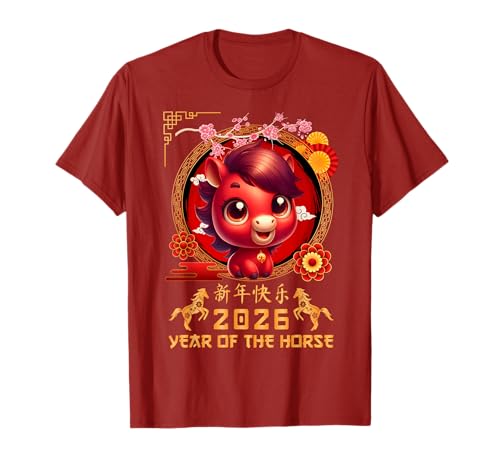 Jahr des Pferdes 2026 Chinesisches Mondneujahr 2026 Jungen Kinder T-Shirt Jahr des Pferdes 2026 Chinesisches Mondneujahr 2026 Jungen Kinder T-Shirt von Year Of The Horse 2026 Chinese Lunar New Year Tee