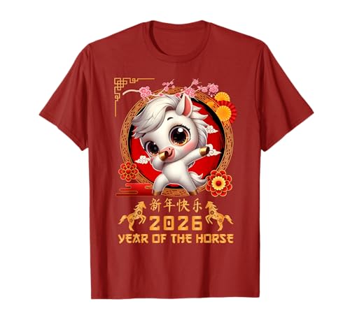 Jahr des Pferdes 2026 Chinesisches Mondneujahr 2026 Jungen Kinder T-Shirt Jahr des Pferdes 2026 Chinesisches Mondneujahr 2026 Jungen Kinder T-Shirt von Year Of The Horse 2026 Chinese Lunar New Year Tee