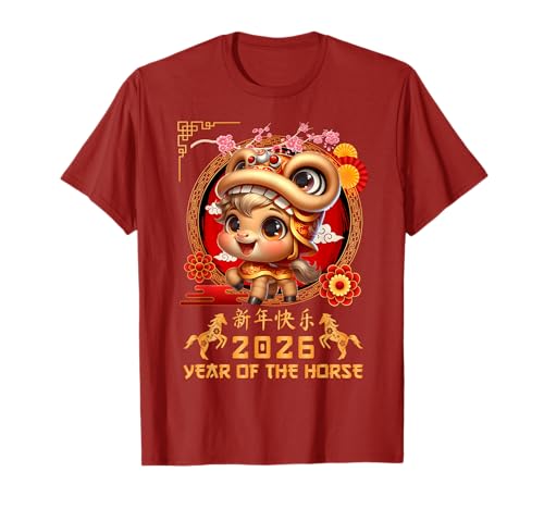 Jahr des Pferdes 2026 Chinesisches Mondneujahr 2026 Jungen Kinder T-Shirt Jahr des Pferdes 2026 Chinesisches Mondneujahr 2026 Jungen Kinder T-Shirt von Year Of The Horse 2026 Chinese Lunar New Year Tee
