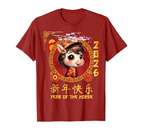 Jahr des Pferdes 2026 Chinesisches Mondneujahr 2026 Jungen Kinder T-Shirt Jahr des Pferdes 2026 Chinesisches Mondneujahr 2026 Jungen Kinder T-Shirt von Year Of The Horse 2026 Happy Lunar New Year Tees