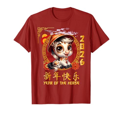 Jahr des Pferdes 2026 Chinesisches Mondneujahr 2026 Jungen Kinder T-Shirt von Year Of The Horse 2026 Happy Lunar New Year Tees
