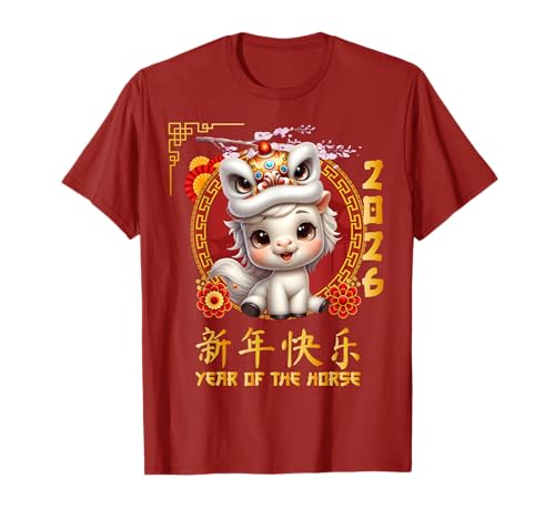 Jahr des Pferdes 2026 Chinesisches Mondneujahr 2026 Jungen Kinder T-Shirt von Year Of The Horse 2026 Happy Lunar New Year Tees