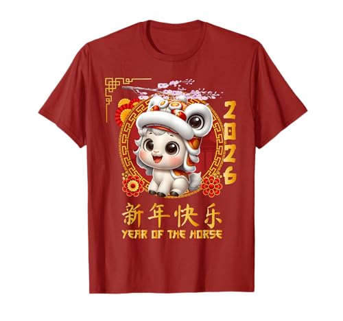 Jahr des Pferdes 2026 Chinesisches Mondneujahr 2026 Jungen Kinder T-Shirt von Year Of The Horse 2026 Happy Lunar New Year Tees