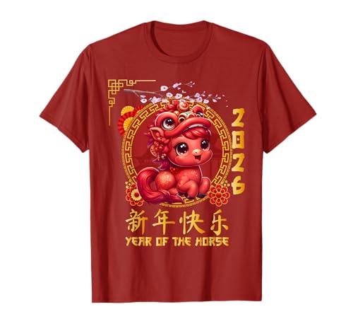 Jahr des Pferdes 2026 Chinesisches Mondneujahr 2026 Jungen Kinder T-Shirt von Year Of The Horse 2026 Happy Lunar New Year Tees