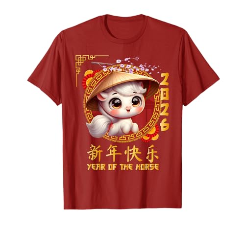 Jahr des Pferdes 2026 Chinesisches Mondneujahr 2026 Jungen Kinder T-Shirt von Year Of The Horse 2026 Happy Lunar New Year Tees