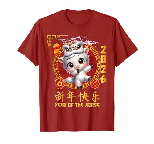 Jahr des Pferdes 2026 Chinesisches Mondneujahr 2026 Jungen Kinder T-Shirt Jahr des Pferdes 2026 Chinesisches Mondneujahr 2026 Jungen Kinder T-Shirt von Year Of The Horse 2026 Happy Lunar New Year Tees