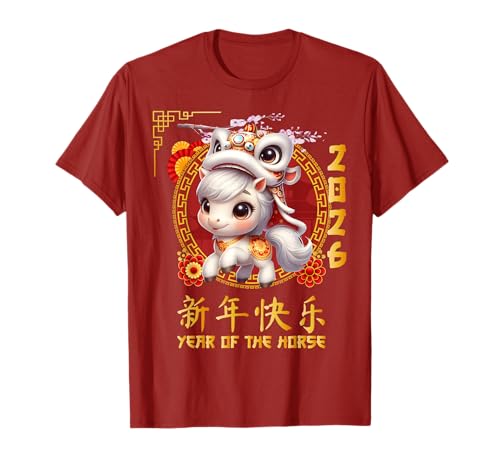 Jahr des Pferdes 2026 Chinesisches Mondneujahr 2026 Jungen Kinder T-Shirt Jahr des Pferdes 2026 Chinesisches Mondneujahr 2026 Jungen Kinder T-Shirt von Year Of The Horse 2026 Happy Lunar New Year Tees