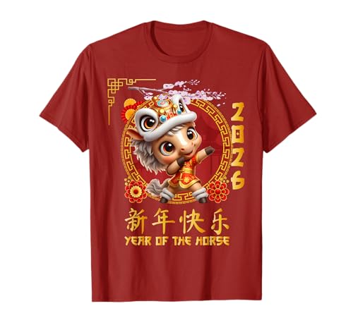 Jahr des Pferdes 2026 Chinesisches Mondneujahr 2026 Jungen Kinder T-Shirt von Year Of The Horse 2026 Happy Lunar New Year Tees