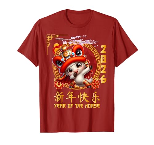 Jahr des Pferdes 2026 Chinesisches Mondneujahr 2026 Jungen Kinder T-Shirt von Year Of The Horse 2026 Happy Lunar New Year Tees