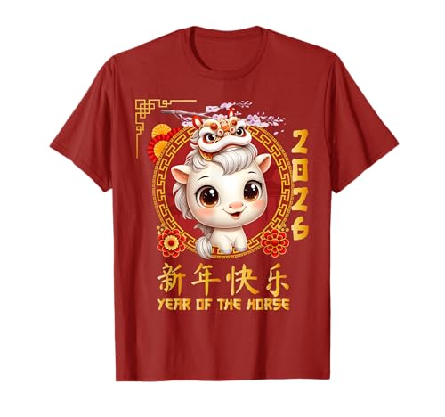 Jahr des Pferdes 2026 Chinesisches Mondneujahr 2026 Jungen Kinder T-Shirt Jahr des Pferdes 2026 Chinesisches Mondneujahr 2026 Jungen Kinder T-Shirt von Year Of The Horse 2026 Happy Lunar New Year Tees