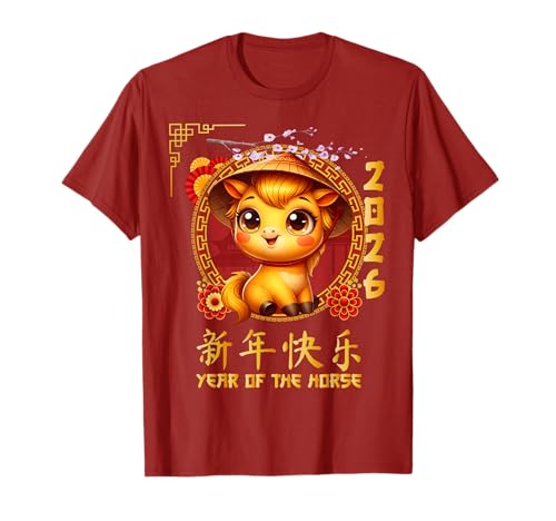 Jahr des Pferdes 2026 Chinesisches Mondneujahr 2026 Jungen Kinder T-Shirt von Year Of The Horse 2026 Happy Lunar New Year Tees