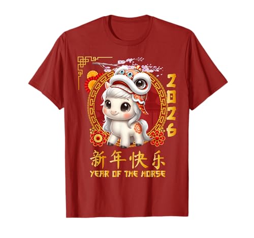 Jahr des Pferdes 2026 Chinesisches Mondneujahr 2026 Jungen Kinder T-Shirt von Year Of The Horse 2026 Happy Lunar New Year Tees
