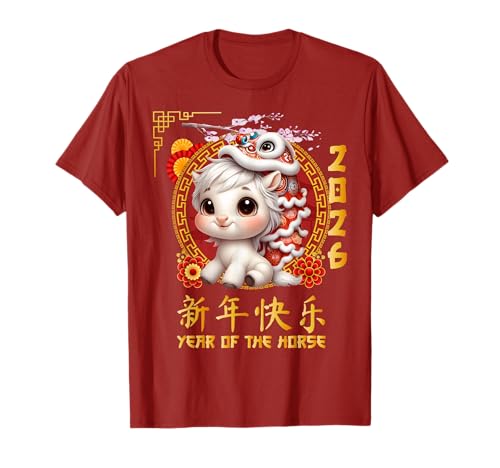 Jahr des Pferdes 2026 Chinesisches Mondneujahr 2026 Jungen Kinder T-Shirt Jahr des Pferdes 2026 Chinesisches Mondneujahr 2026 Jungen Kinder T-Shirt von Year Of The Horse 2026 Happy Lunar New Year Tees