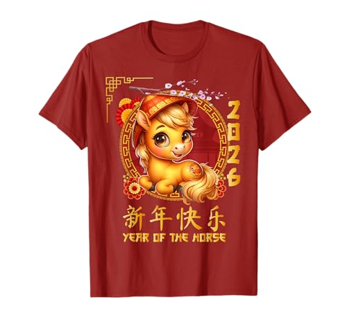 Jahr des Pferdes 2026 Chinesisches Mondneujahr 2026 Jungen Kinder T-Shirt von Year Of The Horse 2026 Happy Lunar New Year Tees