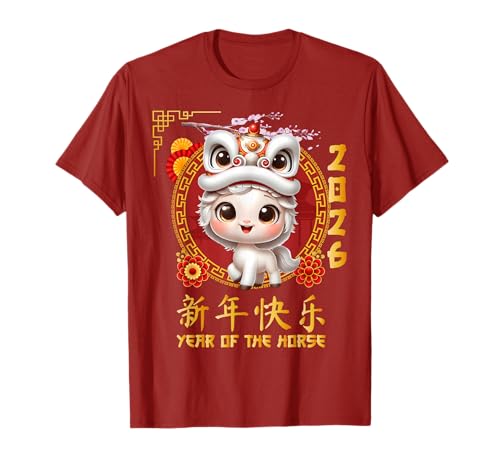 Jahr des Pferdes 2026 Chinesisches Mondneujahr 2026 Jungen Kinder T-Shirt von Year Of The Horse 2026 Happy Lunar New Year Tees