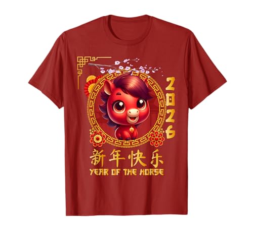 Jahr des Pferdes 2026 Chinesisches Mondneujahr 2026 Jungen Kinder T-Shirt von Year Of The Horse 2026 Happy Lunar New Year Tees