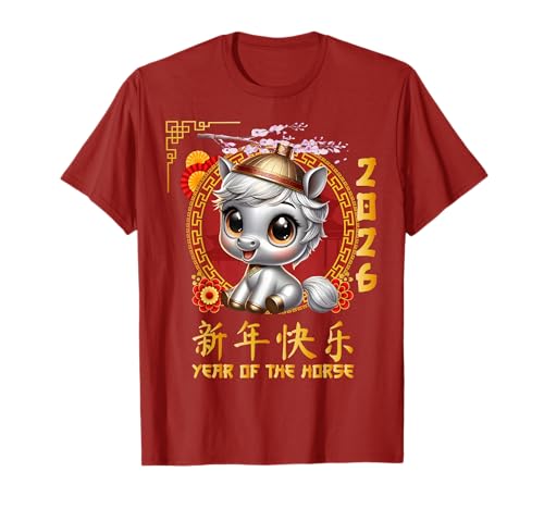 Jahr des Pferdes 2026 Chinesisches Mondneujahr 2026 Jungen Kinder T-Shirt von Year Of The Horse 2026 Happy Lunar New Year Tees