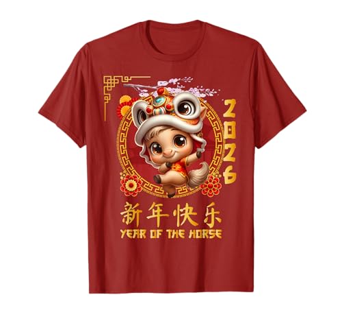 Jahr des Pferdes 2026 Chinesisches Mondneujahr 2026 Jungen Kinder T-Shirt Jahr des Pferdes 2026 Chinesisches Mondneujahr 2026 Jungen Kinder T-Shirt von Year Of The Horse 2026 Happy Lunar New Year Tees