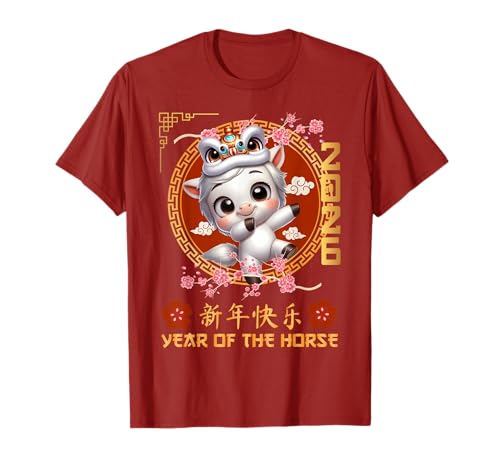 Jahr des Pferdes 2026 Chinesisches Mondneujahr 2026 Jungen Kinder T-Shirt von Year Of The Horse 2026 Happy Lunar New Year Tees