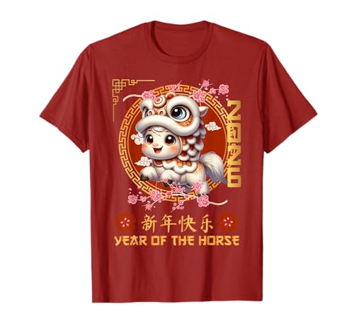 Jahr des Pferdes 2026 Chinesisches Mondneujahr 2026 Jungen Kinder T-Shirt von Year Of The Horse 2026 Happy Lunar New Year Tees