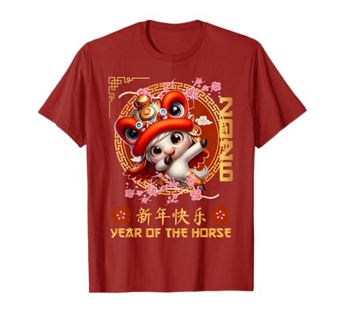 Jahr des Pferdes 2026 Chinesisches Mondneujahr 2026 Jungen Kinder T-Shirt von Year Of The Horse 2026 Happy Lunar New Year Tees
