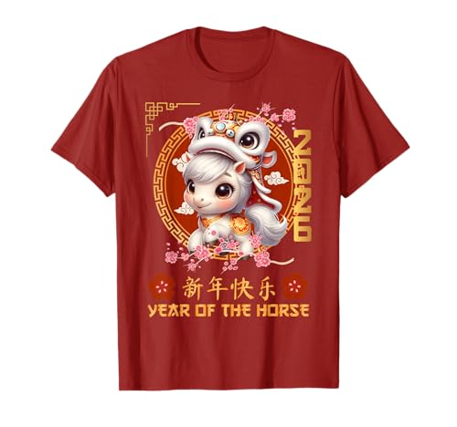 Jahr des Pferdes 2026 Chinesisches Mondneujahr 2026 Jungen Kinder T-Shirt von Year Of The Horse 2026 Happy Lunar New Year Tees