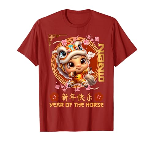 Jahr des Pferdes 2026 Chinesisches Mondneujahr 2026 Jungen Kinder T-Shirt von Year Of The Horse 2026 Happy Lunar New Year Tees