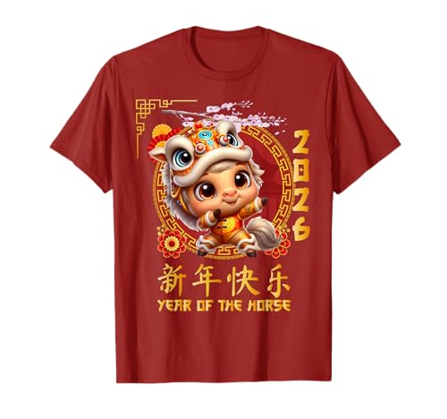 Jahr des Pferdes 2026 Chinesisches Mondneujahr 2026 Jungen Kinder T-Shirt von Year Of The Horse 2026 Happy Lunar New Year Tees