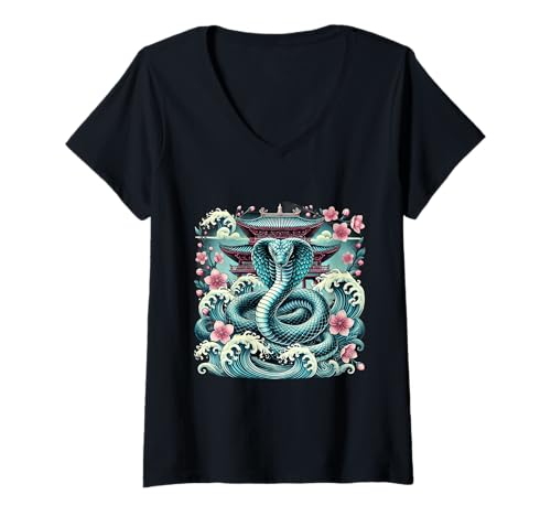 Damen Year Of The Snake 2025 Cool Snake Graphic Art Herren Damen T-Shirt mit V-Ausschnitt von Year Of The Snake Graphic Clothing Tee