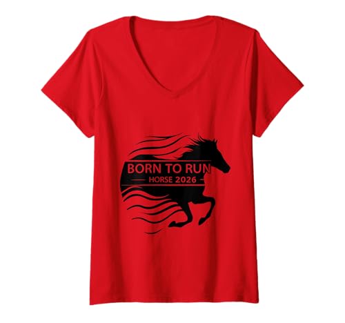 Damen Geboren, um das chinesische Neujahrsfest 2026 zu veranstalten T-Shirt mit V-Ausschnitt Damen Geboren, um das chinesische Neujahrsfest 2026 zu veranstalten T-Shirt mit V-Ausschnitt von Year of the fire Horse Chinese New Year Zodiac