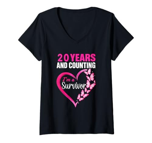 Damen 20 Jahre und mehr Ich Bin eine Brustkrebsüberlebende — Fight Win T-Shirt mit V-Ausschnitt Damen 20 Jahre und mehr Ich Bin eine Brustkrebsüberlebende — Fight Win T-Shirt mit V-Ausschnitt von Years Breast Cancer Free Survivor Butterfly tees
