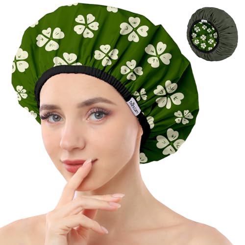 Years Calm Duschhauben für Frauen, wiederverwendbar, wasserdicht, Muster und einfarbig, zweilagiges Design für zweilagiges Nutzen, schützt das Haar in der Dusche, Spa, Kochen, Reinigen und Reisen von Years calm