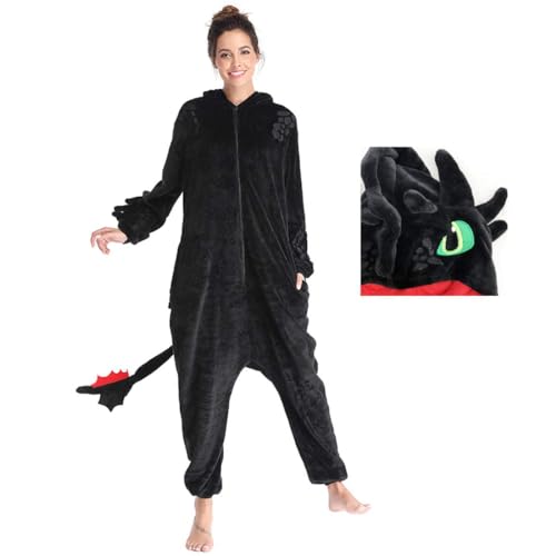 Yearsahrk Ohnezahn Onesie Erwachsene Drachen Onesie Pyjamas Toothless Kostüm Tier Winter Nachtwäsche Dinosaurier Onesie Weihnachtskostüm Gifts von Yearsahrk