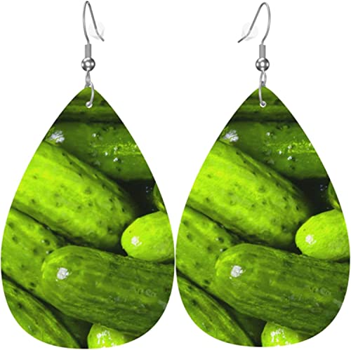 Ohrringe Pickles Pickle Leder Leichte Blatt-Ohrringe Niedliche Ohrringe Tropfenohrringe von YebiO