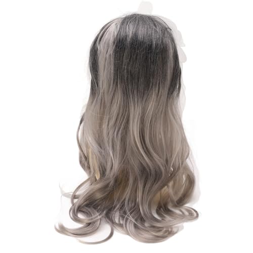 Hochtemperatursynthetische Haare Frauen Wellige Perücken Synthetischer Schwarzer Grau -Gradienten Glueless Hitzebeständiger Lockiger Perücken für Alltägliche Party -Cosplay, von Yechiry