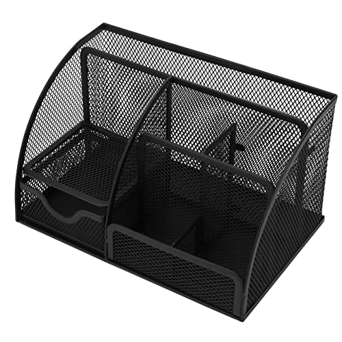 Mesh-Schreibtisch-Organizer, Desktop-Organizer mit Schublade, Desktop-Bürobedarf - Stationärer Schreibtisch-Caddy - Rostfrei Metall Stift-Organizer mit 6 Fächern für Heim Schule von Yechiry
