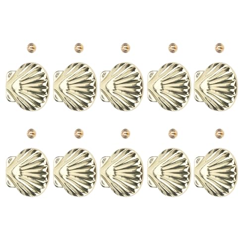 Yechiry Ledernieten, 10 Set 33 Mm Glitzernde Muscheln Geformte Knöpfe mit 4,5 -Mm -Kreuzungsschraube, Legierte Golden von Yechiry