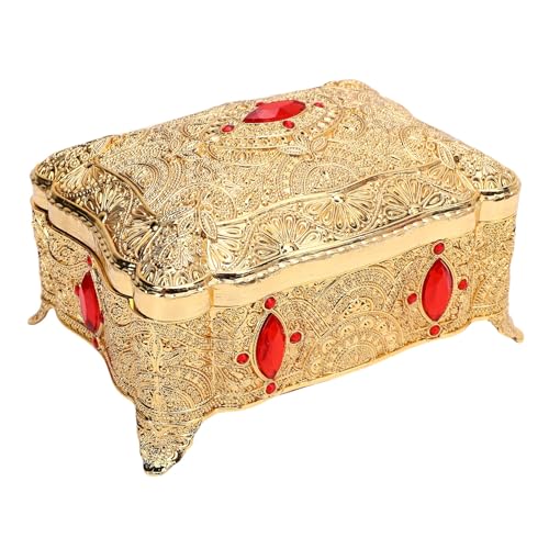 Yechiry Vintage -Schmuckschatulle, Rechteckiger Retro -Juwelier Organizer, Schmuckschachtel Zinklegierung mit Samtfutter und Funkelnden Kristallen für Frauen Geburtstag von Yechiry