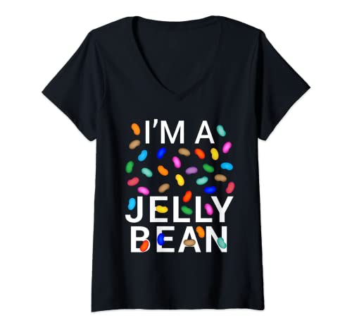 Damen I'm Jelly Bean Halloween-Kostüm T-Shirt mit V-Ausschnitt Damen I'm Jelly Bean Halloween-Kostüm T-Shirt mit V-Ausschnitt von Yédy