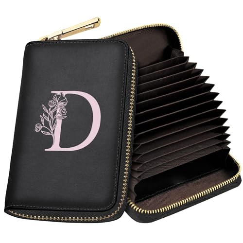 YeeCASE Geldbörse mit Reißverschluss, Kreditkartenetui, kleines Akkordeon-Kartenetui, RFID-blockierende Brieftasche, Brief-Visitenkartenetuis, D, Buchstabe von YeeCASE